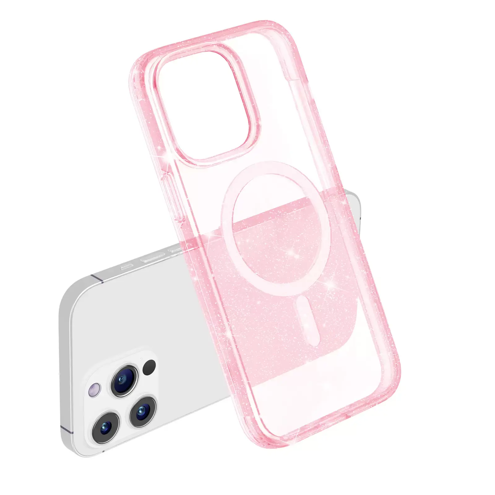 iPhone 16E Fleck Glitter MagSafe Clear Case Pink